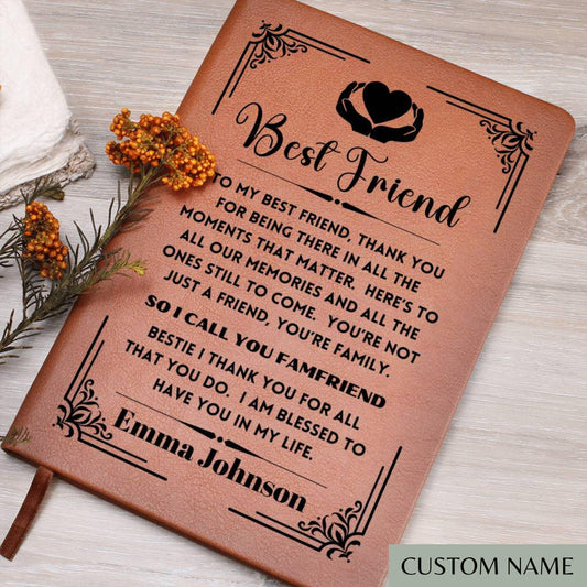 Personalized Best Friend Leather Journal, Custom Best Friend Gift For Best Friend Birthday Gift For Friends Soul Sister Gift Bestie BFF Gift