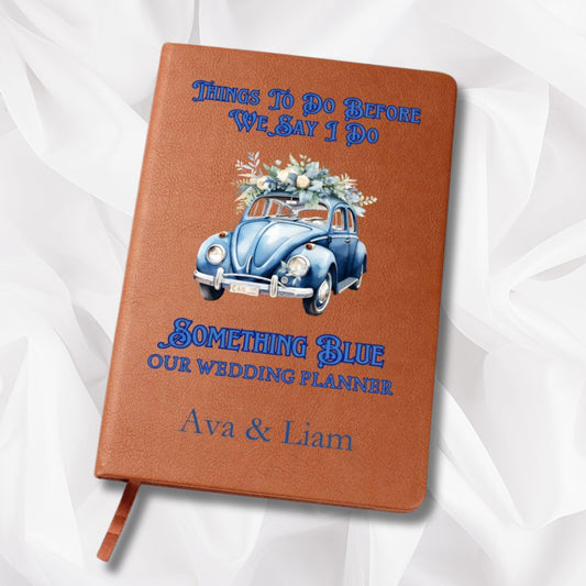 Something Blue Personalised Wedding Planner Custom Blank Leather Wedding Notebook Bridal Shower Gift Bride Keepsake Pre Wedding Gift Bride