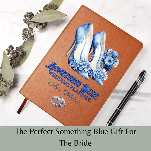 Something Blue Personalised Wedding Planner Custom Leather Wedding Notebook Engagement Gift Bridal Shower Gift Bride Keepsake Wedding Gift