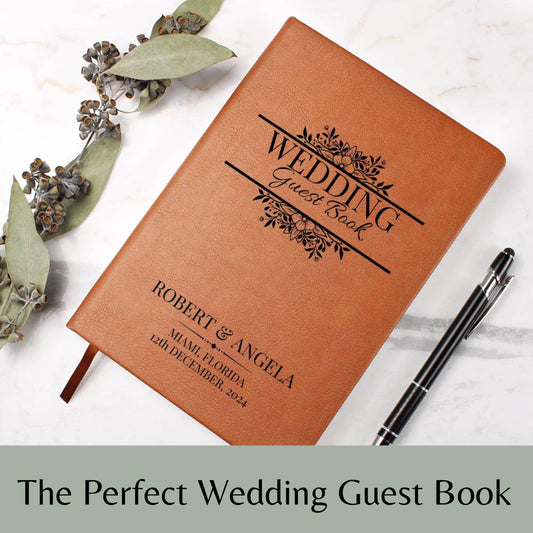 Custom Wedding Leather Guestbook, Personalized Wedding Guest Book, Wedding Reception Signing Book Wedding Keepsake Unique Wedding Guest Book