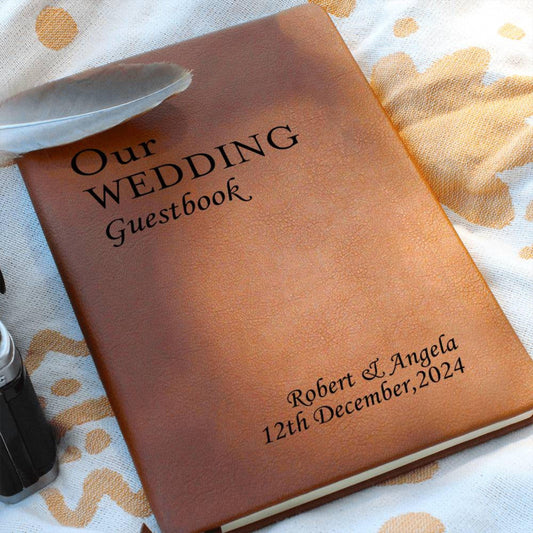Personalized Wedding Guest Book, Custom Wedding Leather Guestbook, Wedding Reception Signing Book Wedding Keepsake Unique Guest Wedding Book