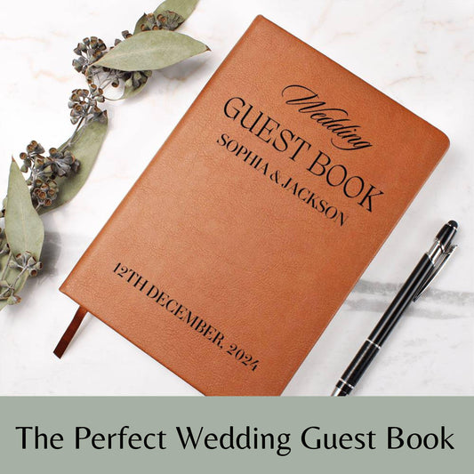 Wedding Reception Signing Book Custom Wedding Leather Guestbook, Personalized Wedding Guest Book, Wedding Keepsake Unique Wedding Guest Book