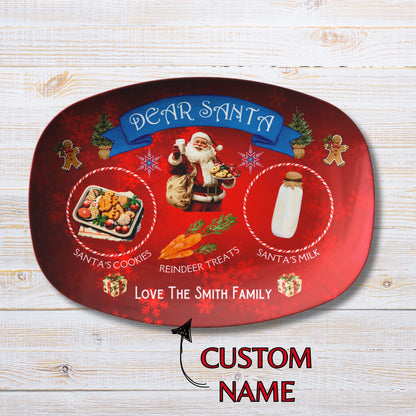 Personalized Santa Treats Plate, Santa Cookie and Milk Plate, Christmas Eve Plate, Family Tradition Platter, Kids Gift, Xmas Holiday Plate