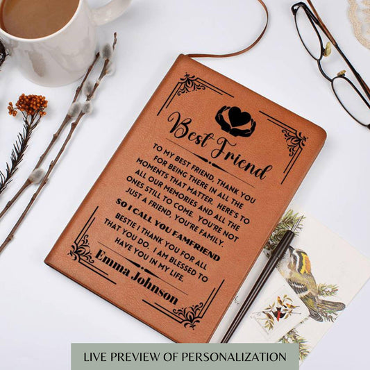 Personalized Best Friend Leather Journal, Custom Best Friend Gift For Best Friend Birthday Gift For Friends Soul Sister Gift Bestie BFF Gift