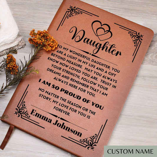 Personalized Daughter Gift A5 Leather Journal- Gift for Daughter Memory Keepsake Journal From Mom/Dad Christmas Gift For Daughter Birthday