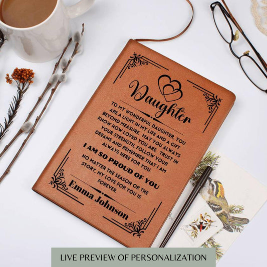 Personalized Daughter Gift A5 Leather Journal- Gift for Daughter Memory Keepsake Journal From Mom/Dad Christmas Gift For Daughter Birthday