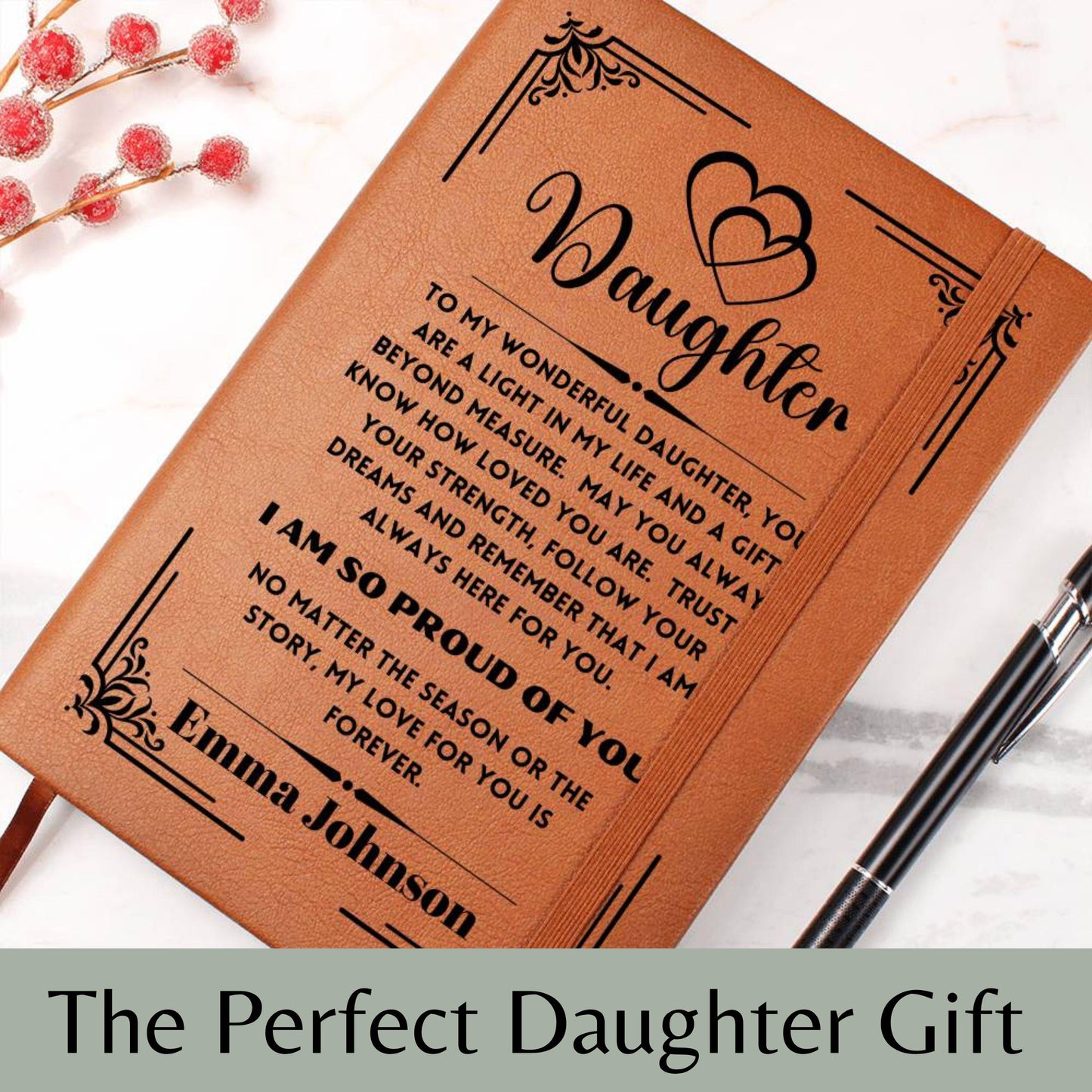 Personalized Daughter Gift A5 Leather Journal- Gift for Daughter Memory Keepsake Journal From Mom/Dad Christmas Gift For Daughter Birthday