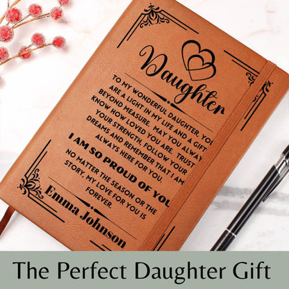 Personalized Daughter Gift A5 Leather Journal- Gift for Daughter Memory Keepsake Journal From Mom/Dad Christmas Gift For Daughter Birthday