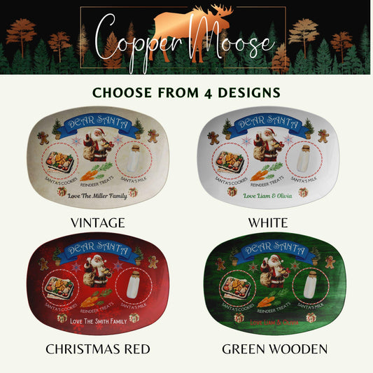 Personalized Santa Treats Plate, Santa Cookie and Milk Plate, Christmas Eve Plate, Family Tradition Platter, Kids Gift, Xmas Holiday Plate