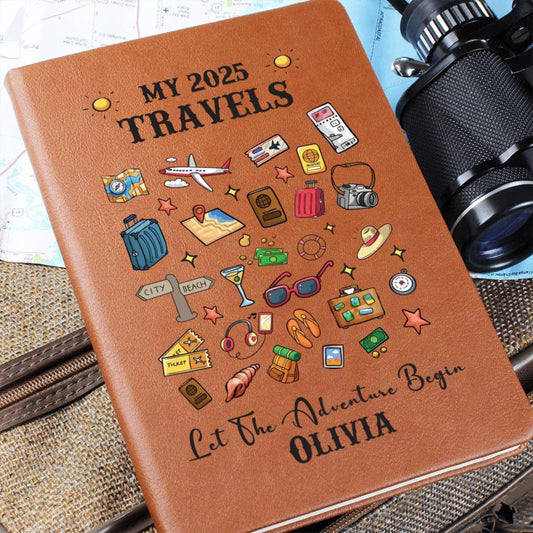 Personalised Leather Travel Journal- Teen Travel Journal, My Travel Journal Memory Keepsake Journal For Her/Him Camping, A5 Leather Notebook