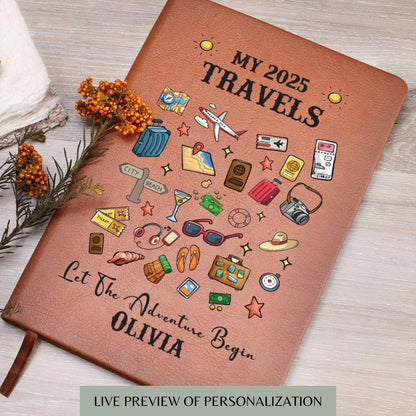 Personalised Leather Travel Journal- Teen Travel Journal, My Travel Journal Memory Keepsake Journal For Her/Him Camping, A5 Leather Notebook