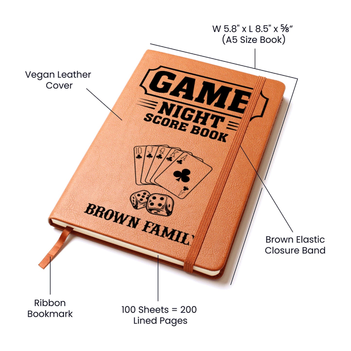 Personalized Game Night Score Book, Leather Card Game Scorebook, Family Game Night Scorekeeping, Couples Game Scores, Game Lover Family Gift