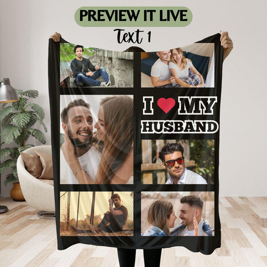 Custom Photo Blanket Gift For Husband Picture Blanket Collage Personalized Gifts For Him Valentines Throw Blanket Custom Picture Blanket