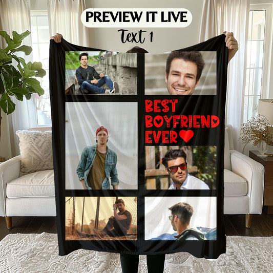 Best Boyfriend Ever Custom Photo Blanket Valentines Gift For Boyfriend Personalized Blanket For Him with Photos Collage Blanket Custom Throw