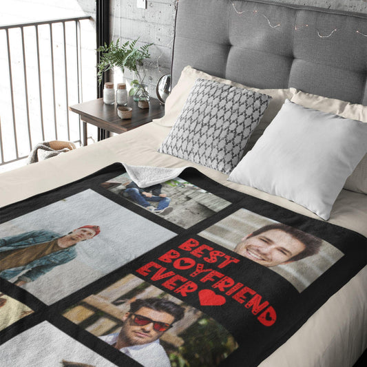 Best Boyfriend Ever Custom Photo Blanket Valentines Gift For Boyfriend Personalized Blanket For Him with Photos Collage Blanket Custom Throw