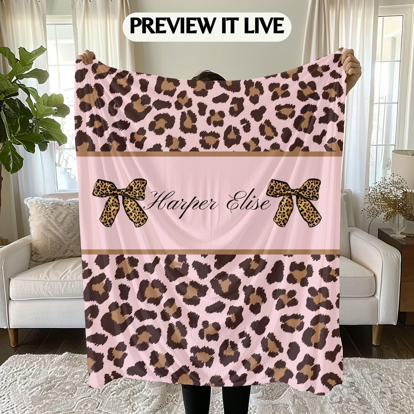 Custom Name Blanket For Teenage Teen Girl Leopard Print Gift First And Middle Name Blanket For Your Daughter DIY Blanket Girl Blanket Gift