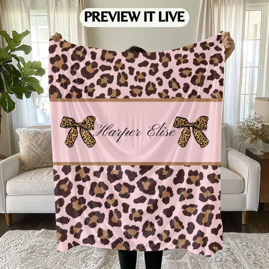 Custom Name Blanket For Teenage Teen Girl Leopard Print Gift First And Middle Name Blanket For Your Daughter DIY Blanket Girl Blanket Gift