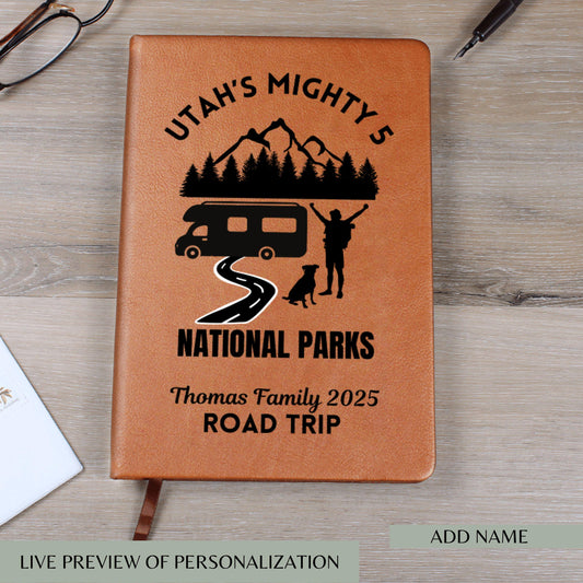 Utah's Mighty Five National Parks Road Trip Planner – Personalized Travel Journal Gift Hikers, Campers Nature Lovers National Park Checklist
