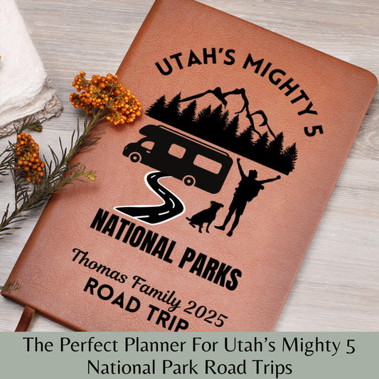 Utah's Mighty Five National Parks Road Trip Planner – Personalized Travel Journal Gift Hikers, Campers Nature Lovers National Park Checklist