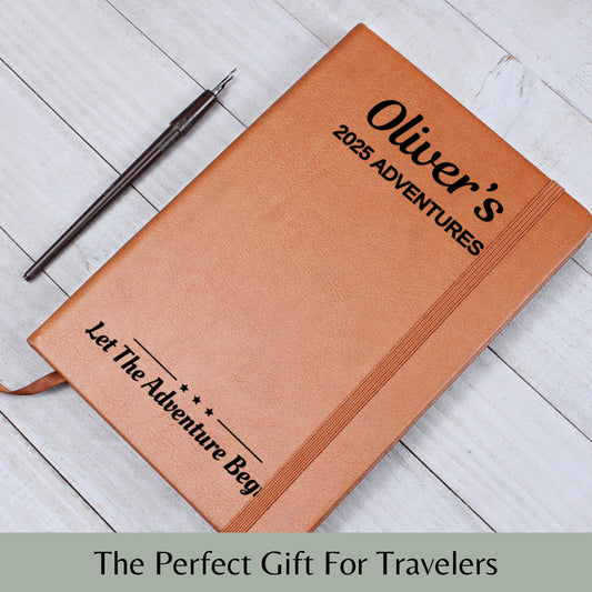 Personalized Travel Journal 2025 Adventure Book Custom Name Leather Notebook Let the Adventure Begin Travel Gift Keepsake Diary Memory Book