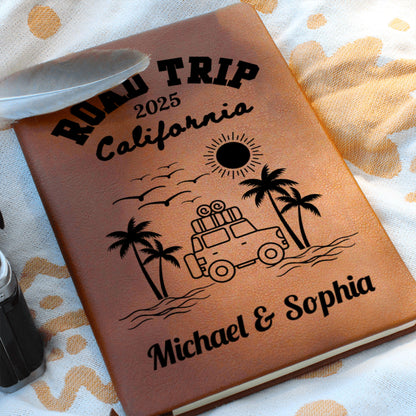 California Road Trip Journal Personalized Leather Travel Notebook Custom A5 Adventure Diary Gift Memory Book for Him Her Vacation Planner