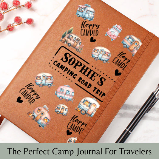 Camping Journal for Teen Girls Personalized Road Trip Planner Cute Travel Diary Adventure Log Gift for Outdoorsy Girls Campers Van Life Gift