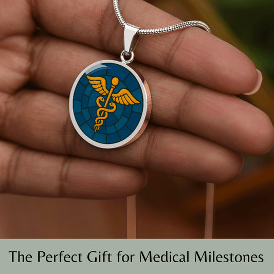 White Coat Ceremony Necklace Caduceus Pendant Personalized Medical Gift for Doctor Nurse PA Med Student Match Day or Graduation Keepsake