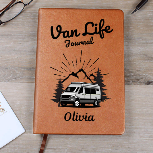 Custom Leather Van Life Travel Journal Personalized Camper Adventure Notebook RV Road Trip Diary Gift for Travelers Nomads Nature Lovers