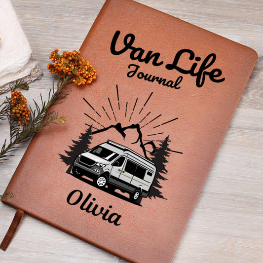 Custom Leather Van Life Travel Journal Personalized Camper Adventure Notebook RV Road Trip Diary Gift for Travelers Nomads Nature Lovers