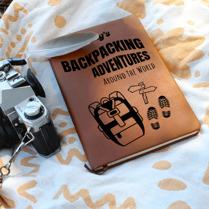 Custom Adventure Travel Journal Backpacker Gift Personalized Hiking Notebook Faux Leather Bucket List Diary for Gap Year or Safe Travels