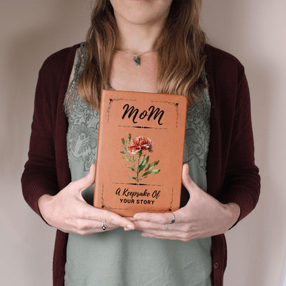 Birth Flower Personalized Journal For Mom Keepsake Book Gift - Vegan Leather Journal Birthday Gift Mom Journal Sentimental Gift Mom Legacy