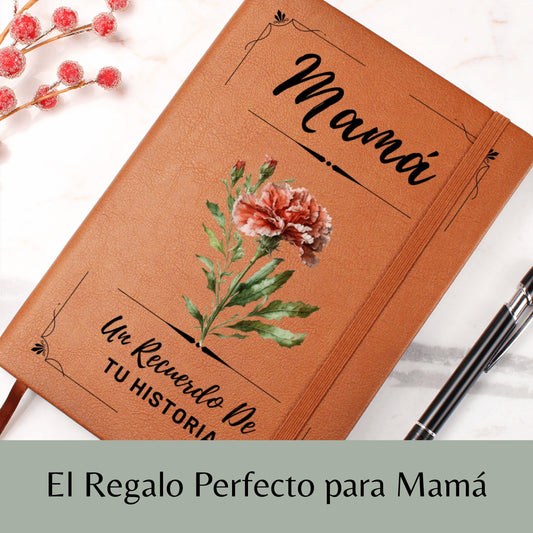 Diario Personalizado Flor de Nacimiento para Mamá Cuaderno de Cuero Vegano Regalo Sentimental Libro de Recuerdos Cumpleaños y Legado Regalo