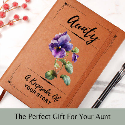Personalized Aunty Journal with Birth Flower, Custom Leather Notebook Gift for Aunt Birthday, Christmas, Keepsake for Favorite Auntie