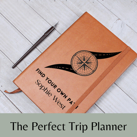 Personalized Leather Travel Journal – Solo Road Trip Planner, Travel Memory Notebook, Adventure Diary, Backpacker Gift, Van Life Logbook,