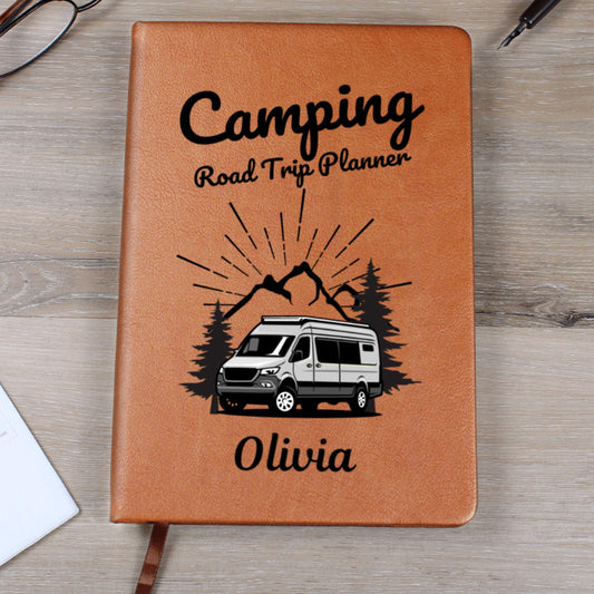 Personalized Camping Journal Custom Travel Notebook Outdoor Adventure Log Book Gift for Campers RV Travelers Hiking Memory Diary Planner