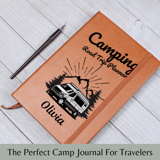 Personalized Camping Journal Custom Travel Notebook Outdoor Adventure Log Book Gift for Campers RV Travelers Hiking Memory Diary Planner