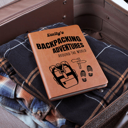 Custom Adventure Travel Journal Backpacker Gift Personalized Hiking Notebook Faux Leather Bucket List Diary for Gap Year or Safe Travels