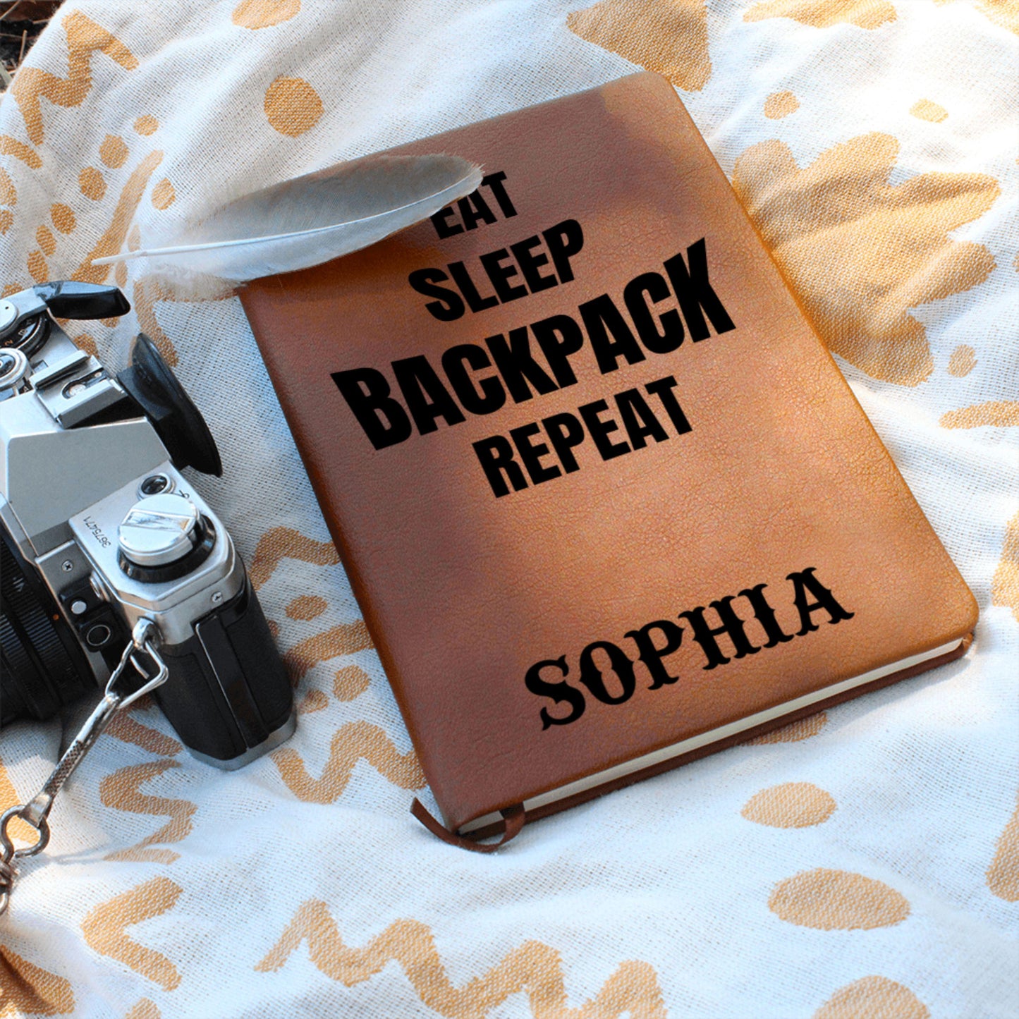 Eat Sleep Backpack Repeat Aesthetic Travel Journal Personalized Name Gift for Hikers Backpackers Gap Year Girls Adventure Notebook for Her