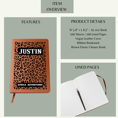 Custom Adventure Travel Journal Backpacker Gift Personalized Hiking Notebook Faux Leather Bucket List Diary for Gap Year or Safe Travels