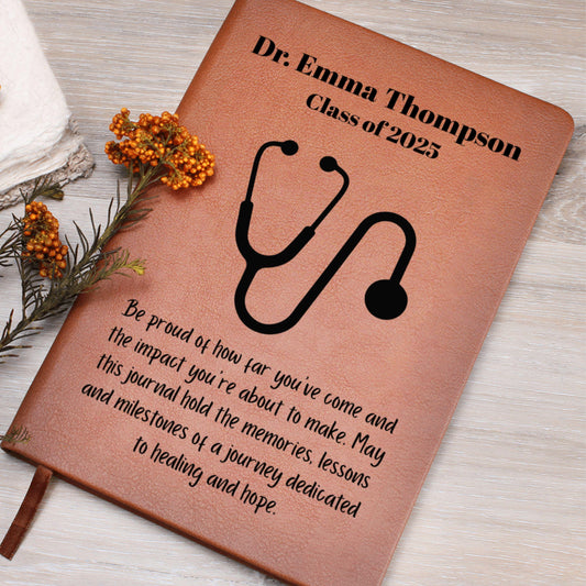 White Coat Ceremony Journal Personalized with Name – Doctor Graduation Gift, Med School Match Day Keepsake, Class of 2025 MD Gift