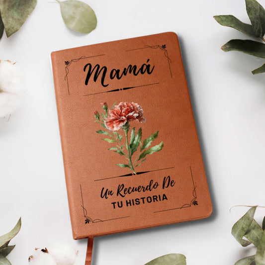 Diario Personalizado Flor de Nacimiento para Mamá Cuaderno de Cuero Vegano Regalo Sentimental Libro de Recuerdos Cumpleaños y Legado Regalo