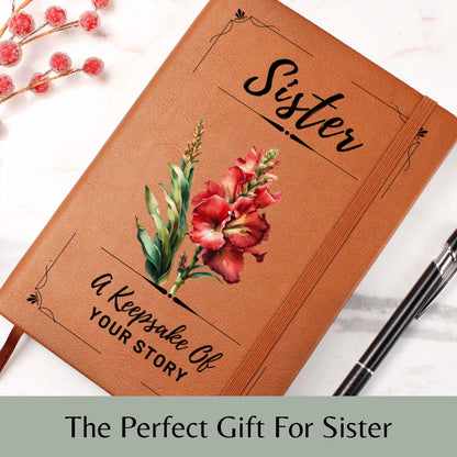Personalized Sister Journal Birth Flower Memory Book – Thoughtful Gift for Sister Birthday, Keepsake Notebook, Sentimental Big Sis Gift