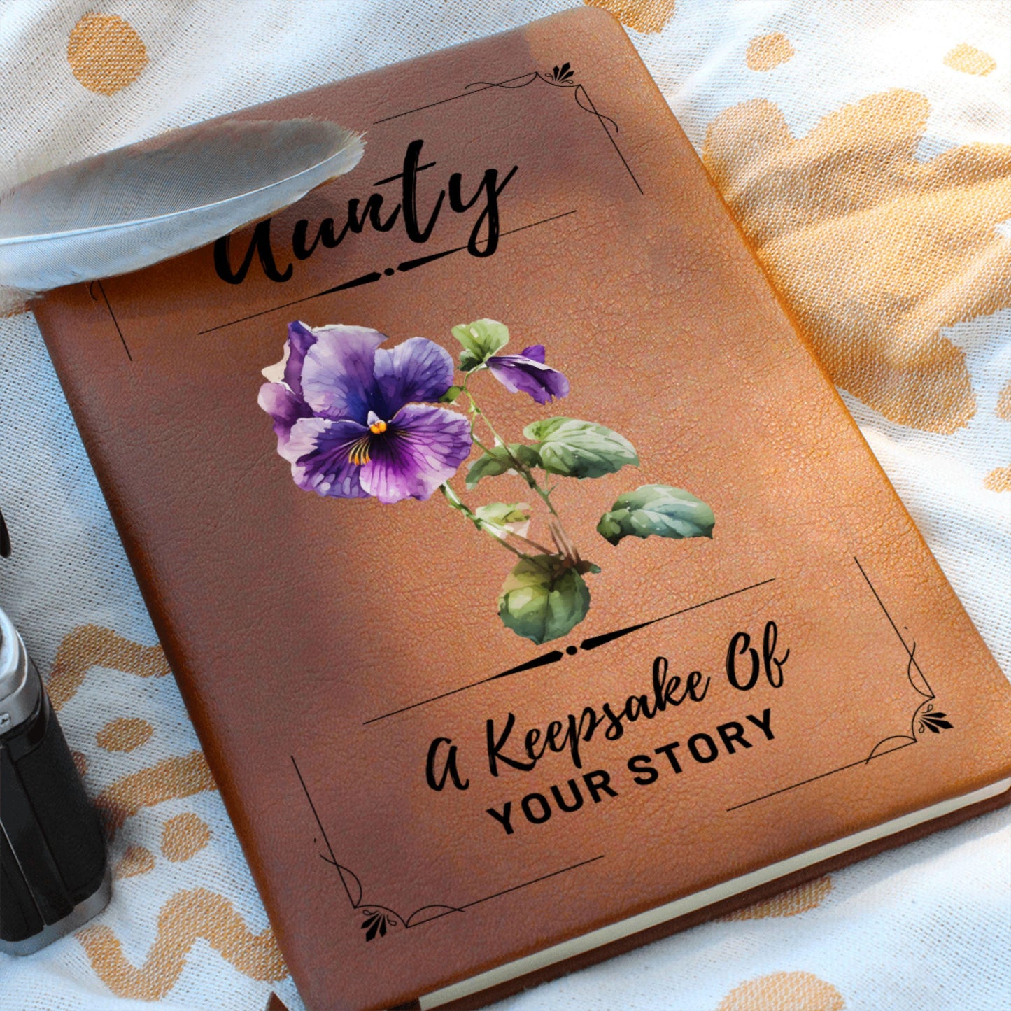 Personalized Aunty Journal with Birth Flower, Custom Leather Notebook Gift for Aunt Birthday, Christmas, Keepsake for Favorite Auntie