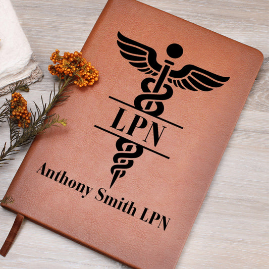 LPN Gift LPN Personalized Journal Custom Licensed Practical Nurse Notebook Graduation Nursing School Keepsake Vegan Leather Nurse Gift