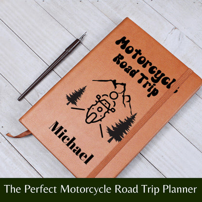 Motorcycle Road Trip Journal Personalized Travel Notebook Custom Name Biker Gift Adventure Log Motorcycle Rider Keepsake for Him or Her