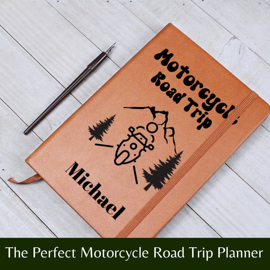 Motorcycle Road Trip Journal Personalized Travel Notebook Custom Name Biker Gift Adventure Log Motorcycle Rider Keepsake for Him or Her