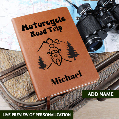 Motorcycle Road Trip Journal Personalized Travel Notebook Custom Name Biker Gift Adventure Log Motorcycle Rider Keepsake for Him or Her
