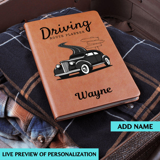 Driving Route Planner Journal Personalized Road Trip Notebook Custom Travel Log Gift for Drivers Road Trip Keepsake Car Journey Organizer