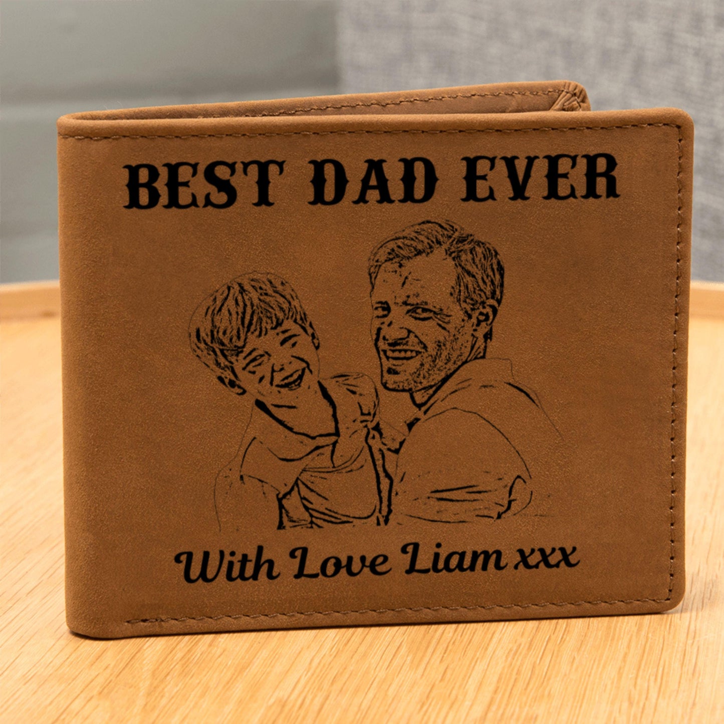 Custom Photo Wallet For Dad in Gift Box Personalized Leather Wallet with Picture Best Dad Ever Gift Fathers Day Gift Bifold Wallet For Dad