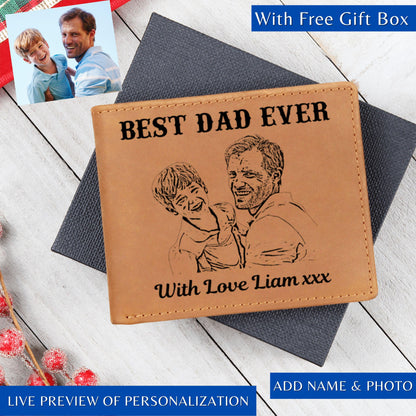 Custom Photo Wallet For Dad in Gift Box Personalized Leather Wallet with Picture Best Dad Ever Gift Fathers Day Gift Bifold Wallet For Dad